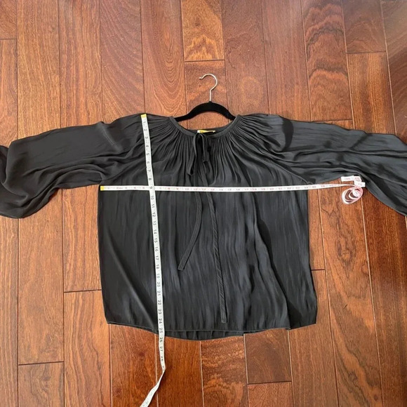 Ramy Brook | Paris LS Silk Peasant Blouse - Black / Sz S - Picture 11 of 11